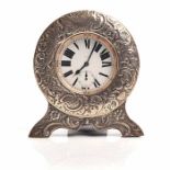 EDWARD VII SILVER MOUNTED TRAVEL DESK CLOCK 1902-1903,