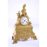 LATE NINETEENTH CENTURY FRENCH GILT BRASS MANTEL CLOCK retailed by A.