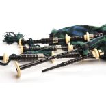 SET OF EARLY TWENTIETH CENTURY IVORY AND NICKEL MOUNTED BAGPIPES by Robert Reid, Glasgow,