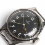 GENTLEMAN'S 1940s BRITISH MILITARY ISSUE WWII BLACK DIAL OMEGA WRISTWATCH the signed seventeen