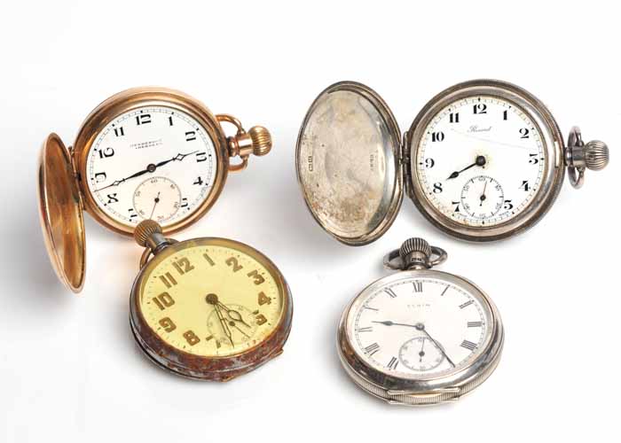 COLLECTION OF GENTLEMAN'S POCKET WATCHES comprising of a gold plated full hunter example by