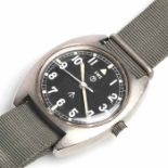 GENTLEMAN'S STAINLESS STEEL BRITISH MILITARY ISSUE CWC WRISTWATCH manual wind movement,