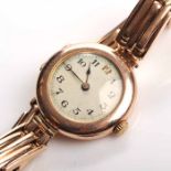 LADY'S EARLY TWENTIETH CENTURY NINE CARAT GOLD ROLEX COCKTAIL WATCH signed fifteen jewels manual