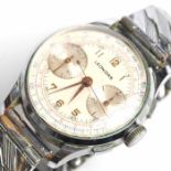 GENTLEMAN'S STAINLESS STEEL LEONIDAS CHRONOGRAPH WRISTWATCH unsigned manual wind calibre 48