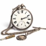 GENTLEMAN'S STERLING SILVER OPEN FACE FUSEE POCKET WATCH the unsigned key wind chain driven fusee