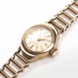 LADY'S NINE CARAT GOLD ROLEX PRECISION COCKTAIL WATCH signed seventeen jewels manual wind movement,