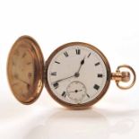 GENTLEMAN'S NINE CARAT GOLD FULL HUNTER POCKET WATCH unsigned sixteen jewels keyless wind movement