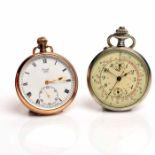 EARLY TWENTIETH CENTURY CHRONOGRAPH TACHYMETER POCKET WATCH unsigned keyless wind movement,