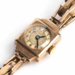 EARLY TWENTIETH CENTURY LADY'S NINE CARAT GOLD COCKTAIL WATCH unsigned fifteen jewels manual wind