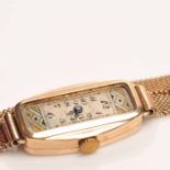 LADY'S EARLY TWENTIETH CENTURY ART DECO NINE CARAT GOLD COCKTAIL WATCH by Everite,