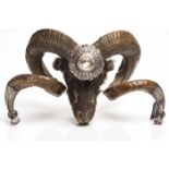 VICTORIAN RAM'S HEAD SNUFF MULL by Wheatley of Carlisle,