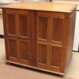 EARLY 20TH CENTURY OAK PLAN CABINET with eight mahogany veneered drawers, 106.5cm long, 102.