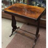 EARLY VICTORIAN FLAME MAHOGANY SIDE TABLE with rosewood crossbanded and bobbin edged top,