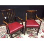 REGENCY ELM SQUARE BACK OPEN ELBOW CHAIR upholstered seat in rexine,