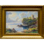 * ROBERT WEST NAPIER, FRSA (SCOTTISH 1876 - 1962), RAVENSHEUGH CASTLE oil on panel,