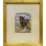 GOURLAY STEELL RSA (SCOTTISH 1819 - 1894), LONG HORN BULL watercolour,