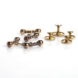 CASED SET OF LATE VICTORIAN CUFFLINKS AND STUDS the cufflinks of twisted form, unmarked,