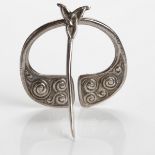 HAMISH DAWSON BOWMAN FOR CELTIC ART INDUSTRIES SCOTTISH SILVER PENANNULAR BROOCH with spiral motifs