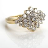 DIAMOND CLUSTER RING of rhombic form,