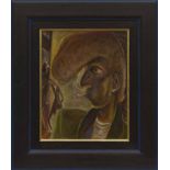 * JOHN BYRNE RSA, TEDDY BOY oil on board, signed 47.5cm x 37.