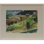 * ALAN FURNEAUX, TOWARDS THE CAFE, ST IVES gouache on paper, signed 28cm x 39cm Mounted,