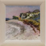 JEAN BELL, THE ARRAN COLLECTION, NORTH OF MACHRIE acrylic on canvas, signed,