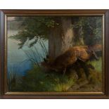ADOLF HEINRICH MACKEPRANG (DANISH 1833-1911), FOX ON THE PROWL oil on canvas,