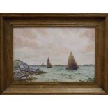 * JOHN ERNEST AITKEN (BRITISH 1881 - 1957), BOATS IN CHOPPY SEAS oil on panel,