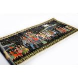 MID 20TH CENTURY INDIAN PAINTING ON SILK depicting a procession of figures on horse back and