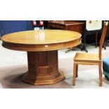 CHINESE ROSEWOOD DINING TABLE AND EIGHT CHAIRS the expanding circular table on octagonal base,