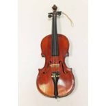 NINETEENTH CENTURY VIOLIN the curved two piece back 330mm, total length 540mm,