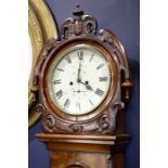 EARLY VICTORIAN MAHOGANY LONGCASE SCOTTISH DRUMHEAD CLOCK the unsigned eight day two train movement