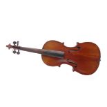 EARLY TWENTIETH CENTURY VIOLIN the curved two piece back 339mm, total length 556mm,