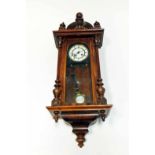 LATE NINETEENTH CENTURY MAHOGANY VIENNA STYLE WALL CLOCK unsigned two train movement, the 5.