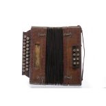 EARLY TWENTIETH CENTURY PAOLO SOPRANI ACCORDION Ancona Italy, with circular mother of pearl keys,