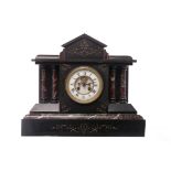 FRENCH VICTORIAN SLATE MANTEL CLOCK the unsigned two train movement striking on a gong and numbered