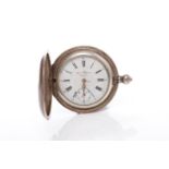 WITHDRAWN - GENTLEMAN'S CONTINENTAL SILVER FULL HUNTER POCKET WATCH unsigned key wind movement,