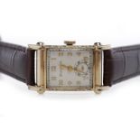 GENTLEMAN'S ART DECO STYLE BULOVA WRISTWATCH signed seventeen jewels calibre 8AD manual wind