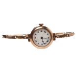 LADY'S EARLY TWENTIETH CENTURY NINE CARAT GOLD COCKTAIL WATCH unsigned manual wind movement,