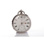 GENTLEMAN'S LATE VICTORIAN STERLING SILVER OPEN FACE FUSEE POCKET WATCH by T. R.