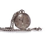 GENTLEMAN'S STERLING SILVER OPEN FACE FUSEE POCKET WATCH the unsigned key wind chain driven fusee