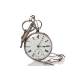 GENTLEMAN'S STERLING SILVER OPEN FACE FUSEE POCKET WATCH by Russell & Co.