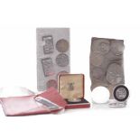 LOT OF COMMEMORATIVE AND OTHER COINS including three Britannia 1/2 ounce silver coins,