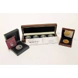COLLECITON OF CASED SILVER AND COMMEMRATIVE COINS including The Heraldic Beasts Silver Crown Set,