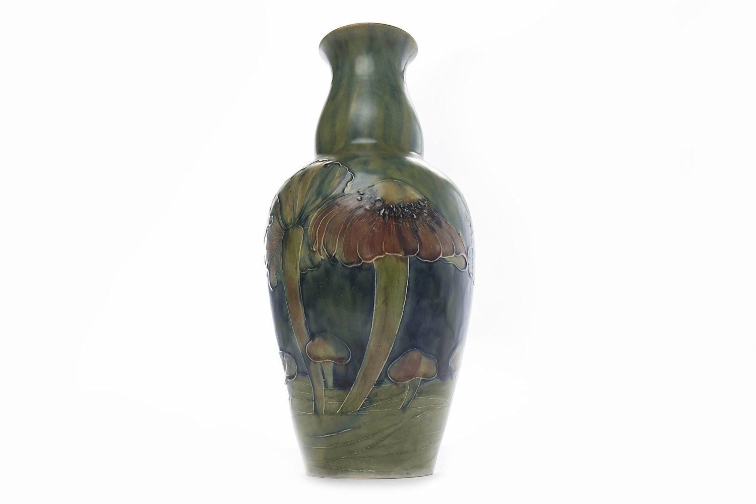 MOORCROFT FOR LIBERTY CLAREMONT PATTERN VASE of baluster form with long neck, - Image 2 of 2