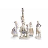 COLLECTION OF LLADRO FIGURES including two young girls, a milkmaid,