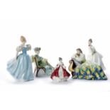 FIVE ROYAL DOULTON FIGURES comprising 'Flower of Love HN2460', 'Solitude HN2810',