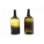 TWO LATE 18TH/EARLY 19TH CENTURY GREEN REHOBOAM WINE BOTTLES each approximately 4.