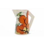 CLARICE CLIFF BIZARRE ORANGE ERIN PATTERN JUG circa 1933, conical shape, hand painted on glaze,