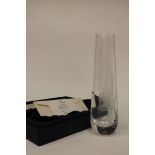 ANNE ROBERTSON CAITHNESS GLASS 'MACBETH' VASE tall tapering vase copper wheel engraved with scene